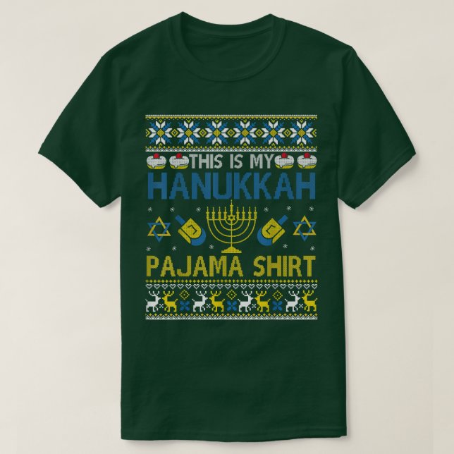 Chanukah Pyjamas Family This Is My Hanukkah Pajama T-Shirt (Design Front)