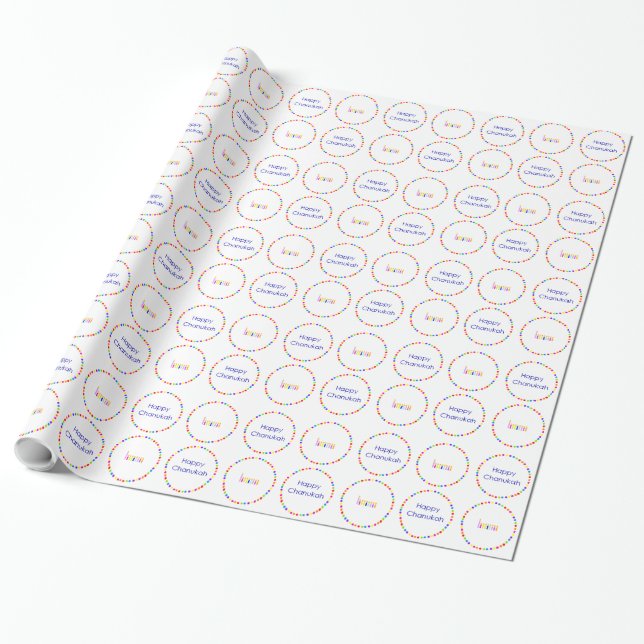 Chanukah Rainbow Menorah Wrapping Paper (Unrolled)