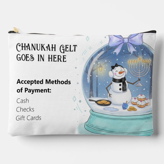 Chanukah Snow Globe Accessory Pouch (Front)