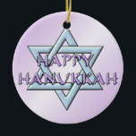 Chanukah Star of David Ceramic Tree Decoration<br><div class="desc">Think themes! Play with background colours, add or delete text, and (for a bit of an extra fee added already here, but can be deleted) customise the back with images, colour, your logo / business info., etc.! These are also great for gifts or to use as the finishing touch of...</div>