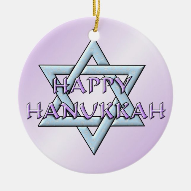 Chanukah Star of David Ceramic Tree Decoration (Front)