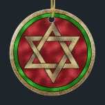 Chanukah Star of David Ceramic Tree Decoration<br><div class="desc">Think themes! Play with background colours, add or delete text, and (for a bit of an extra fee added already here, but can be deleted) customise the back with images, colour, your logo / business info., etc.! These are also great for gifts or to use as the finishing touch of...</div>