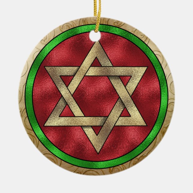 Chanukah Star of David Ceramic Tree Decoration (Front)