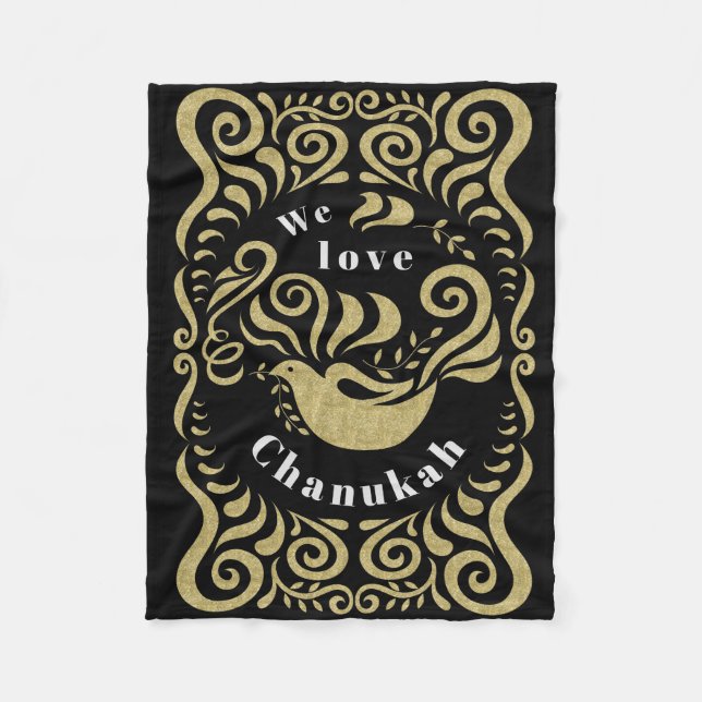 Chanukah Stencil Fleece Blanket (Front)