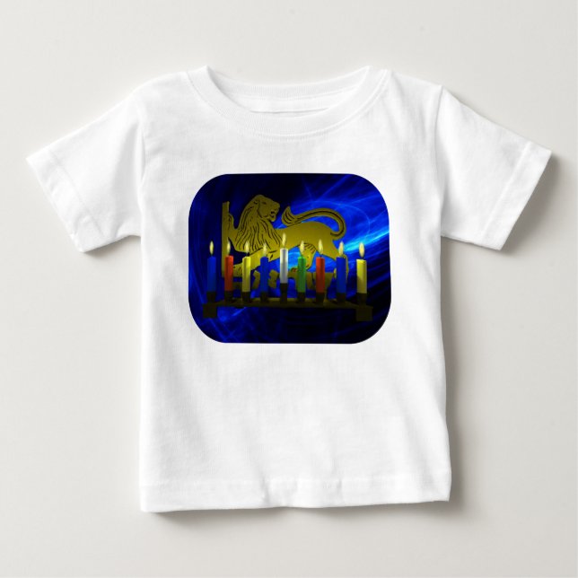 Chanukkah Brass Lion Menorah Baby T-Shirt (Front)