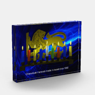 Chanukkah Brass Lion Menorah Photo Block