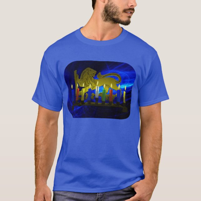 Chanukkah Brass Lion Menorah T-Shirt (Front)