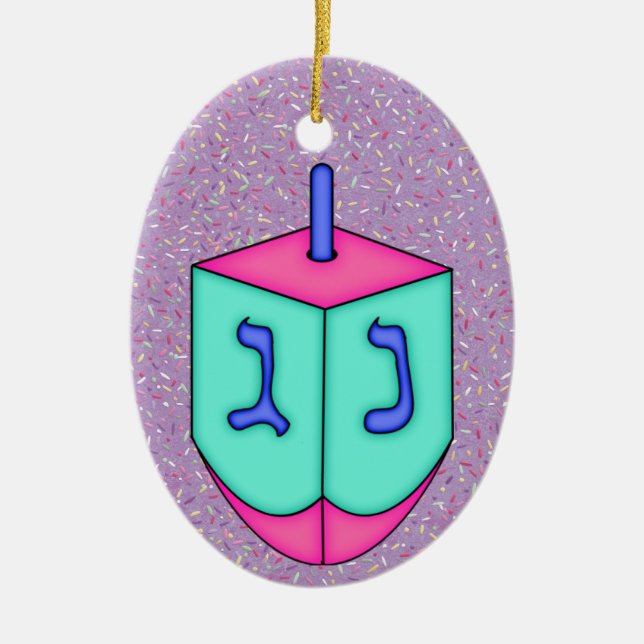 Chanukkah Dreidel Ceramic Tree Decoration (Front)
