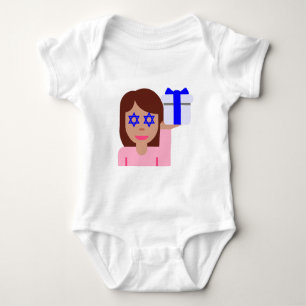 chanukkah hair flip emoji baby bodysuit