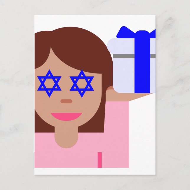 chanukkah hair flip emoji holiday postcard (Front)