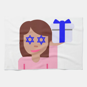 chanukkah hair flip emoji tea towel