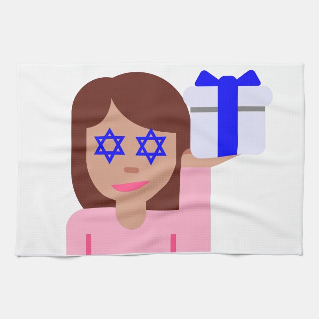 chanukkah hair flip emoji tea towel (Horizontal)