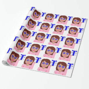 chanukkah hair flip emoji wrapping paper