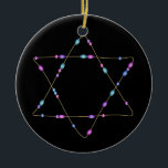 Chanukkah Star of David Ceramic Tree Decoration<br><div class="desc">Think themes! Play with background colours, add or delete text, and (for a bit of an extra fee added already here, but can be deleted) customise the back with images, colour, your logo / business info., etc.! These are also great for gifts or to use as the finishing touch of...</div>