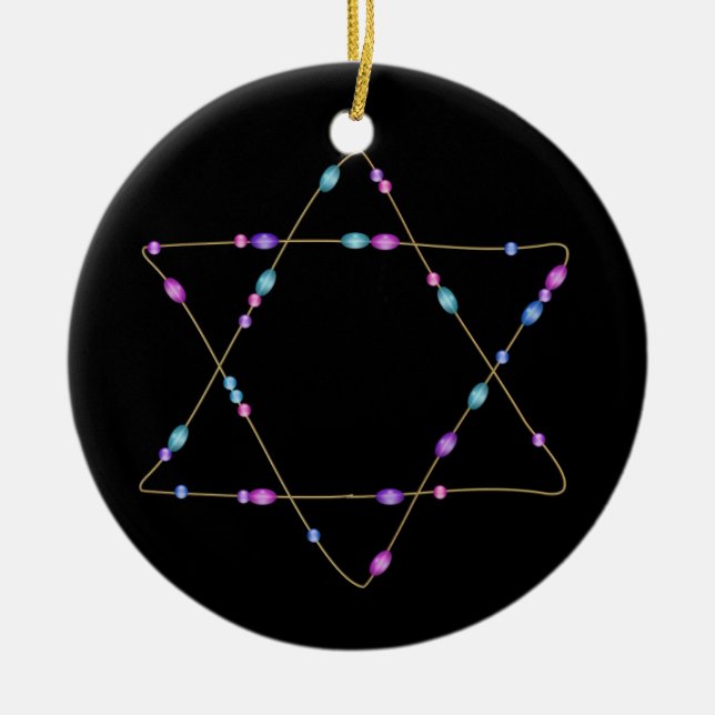 Chanukkah Star of David Ceramic Tree Decoration (Front)