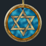 Chanukkah Star of David Ceramic Tree Decoration<br><div class="desc">Have fun with these. Think themes! Play with background colours, add or delete text, and (for a bit of an extra fee) customise the back with images, colour, your logo / business info., etc.! These are also great for gifts or to use as the finishing touch of class on your...</div>