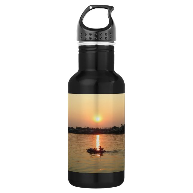 Chao Phraya River Sunset ... Ayutthaya, Thailand 532 Ml Water Bottle (Front)