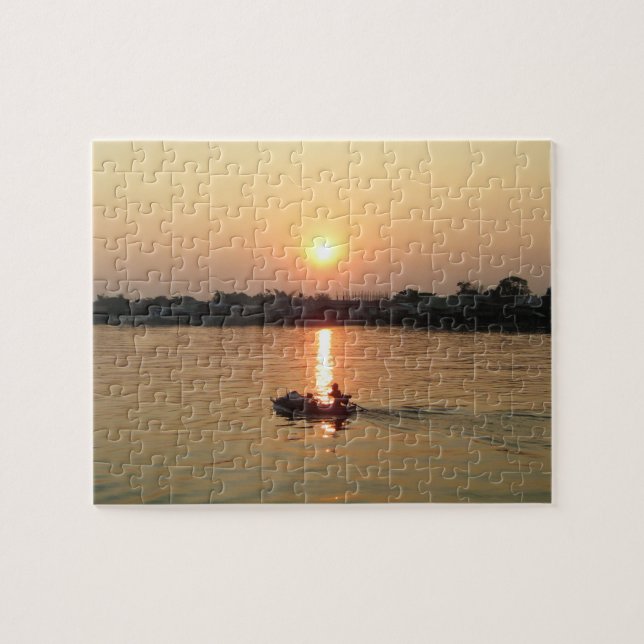 Chao Phraya River Sunset ... Ayutthaya, Thailand Jigsaw Puzzle (Horizontal)
