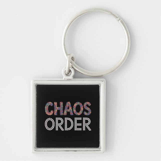 Chaos and Order | Modern Artistic Duality Graphic  Key Ring (Front)