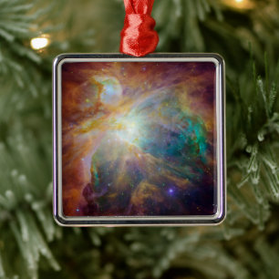 Chaos at Heart of Orion Spitzer Hubble Composite Metal Tree Decoration