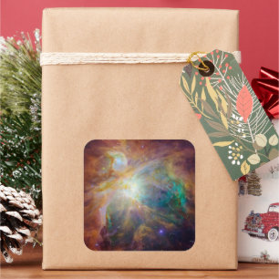 Chaos at Heart of Orion Spitzer Hubble Composite Square Sticker