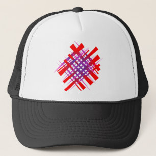 chaos bright gradient red blue trucker hat
