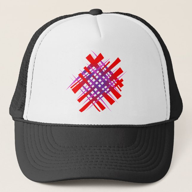 chaos bright gradient red blue trucker hat (Front)