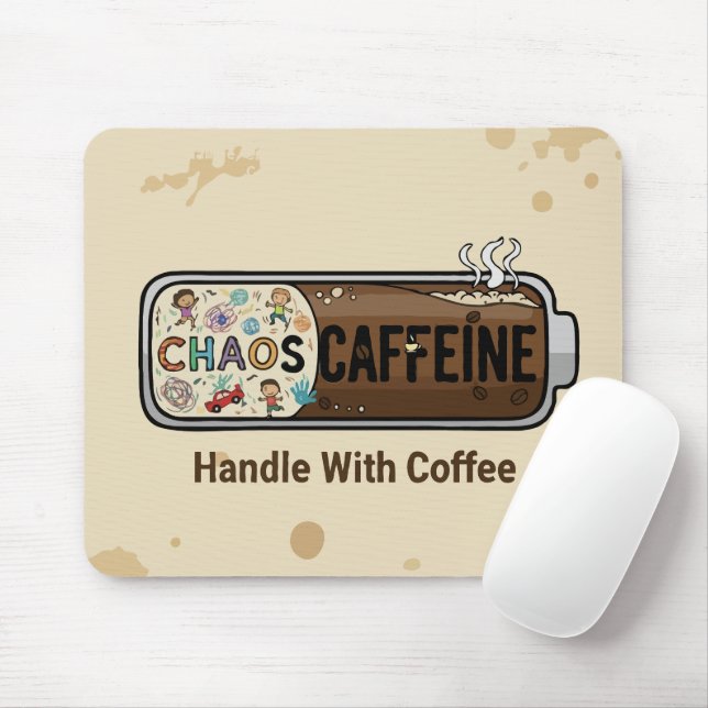 Chaos & Caffeine Funny Parenting Mum Life Coffee   Mouse Pad (With Mouse)
