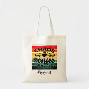 Chaos Coffee my Life Retro Sunset Tote Bag