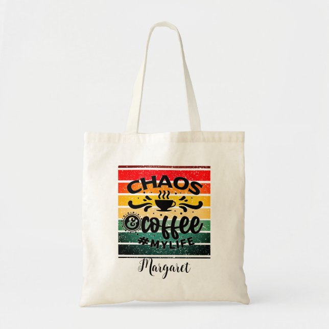 Chaos Coffee my Life Retro Sunset Tote Bag (Front)