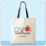 Chaos Coordinator Apple Cute Teacher Tote Bag<br><div class="desc">This cute teacher design features the text "chaos coordinator" and an apple with space below for a name or personal text! Click the customise button for more flexibility in modifying/adding text! Variations of this design as well as coordinating products are available in our shop, zazzle.com/store/doodlelulu. Contact us if you need...</div>