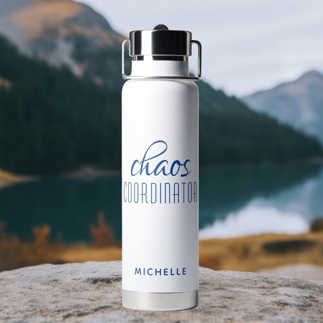 Chaos Coordinator Blue Calligraphy Script Name Water Bottle (Creator Uploaded)
