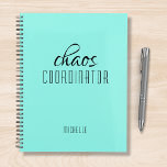 Chaos Coordinator Blue Personalised Name Planner<br><div class="desc">Chaos Coordinator Blue Personalised Name festuresthe text "chaos coordinator" in a fun black script typography. Perfect for that busy mum,  teacher,  sports team manager or work boss. Designed by Evco Studio www.zazzle.com/store/evcostudio</div>