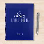 Chaos Coordinator Blue Personalised Name Planner<br><div class="desc">Chaos Coordinator Blue Personalised Name festuresthe text "chaos coordinator" in a fun white script typography. Perfect for that busy mum,  teacher,  sports team manager or work boss. Designed by Evco Studio www.zazzle.com/store/evcostudio</div>