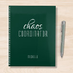 Chaos Coordinator Green Personalised Name Planner<br><div class="desc">Chaos Coordinator Green Personalised Name festuresthe text "chaos coordinator" in a fun white script typography. Perfect for that busy mum,  teacher,  sports team manager or work boss. Designed by Evco Studio www.zazzle.com/store/evcostudio</div>