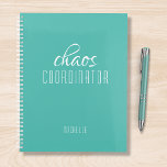 Chaos Coordinator Green Personalised Name Planner<br><div class="desc">Chaos Coordinator Green Personalised Name festuresthe text "chaos coordinator" in a fun white script typography. Perfect for that busy mum,  teacher,  sports team manager or work boss. Designed by Evco Studio www.zazzle.com/store/evcostudio</div>