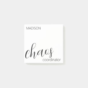 Chaos Coordinator Modern Black Script Name Post-it Notes
