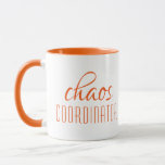 Chaos Coordinator Modern Orange Script Mug<br><div class="desc">A simple design of "chaos coordinator" in a fun orange typographic text. Perfect for that busy mum,  teacher,  sports team manager or work boss. #coffee #coffeemugs #mugs #coffeelove #coffeelover #drinkware #kitchen #home #office #bossbabe #girlboss #manager #coach</div>