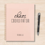 Chaos Coordinator Peach Personalised Name Planner<br><div class="desc">Chaos Coordinator Peach Personalised Name festuresthe text "chaos coordinator" in a fun black script typography. Perfect for that busy mum,  teacher,  sports team manager or work boss. Designed by Evco Studio www.zazzle.com/store/evcostudio</div>