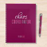 Chaos Coordinator Pink Personalised Name Planner<br><div class="desc">Chaos Coordinator Deep Pink Personalised Name festuresthe text "chaos coordinator" in a fun white script typography. Perfect for that busy mum,  teacher,  sports team manager or work boss. Designed by Evco Studio www.zazzle.com/store/evcostudio</div>
