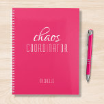 Chaos Coordinator Pink Personalised Name Planner<br><div class="desc">Chaos Coordinator Pink Personalised Name festuresthe text "chaos coordinator" in a fun white script typography. Perfect for that busy mum,  teacher,  sports team manager or work boss. Designed by Evco Studio www.zazzle.com/store/evcostudio</div>