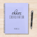 Chaos Coordinator Purple Personalised Name Planner<br><div class="desc">Chaos Coordinator Purple Personalised Name festuresthe text "chaos coordinator" in a fun black script typography. Perfect for that busy mum,  teacher,  sports team manager or work boss. Designed by Evco Studio www.zazzle.com/store/evcostudio</div>