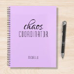 Chaos Coordinator Purple Personalised Name Planner<br><div class="desc">Chaos Coordinator Purple Personalised Name festuresthe text "chaos coordinator" in a fun black script typography. Perfect for that busy mum,  teacher,  sports team manager or work boss. Designed by Evco Studio www.zazzle.com/store/evcostudio</div>