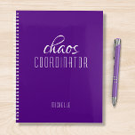 Chaos Coordinator Purple Personalised Name Planner<br><div class="desc">Chaos Coordinator Purple Personalised Name festuresthe text "chaos coordinator" in a fun white script typography. Perfect for that busy mum,  teacher,  sports team manager or work boss. Designed by Evco Studio www.zazzle.com/store/evcostudio</div>