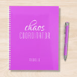 Chaos Coordinator Purple Personalised Name Planner<br><div class="desc">Chaos Coordinator Purple Personalised Name festuresthe text "chaos coordinator" in a fun white script typography. Perfect for that busy mum,  teacher,  sports team manager or work boss. Designed by Evco Studio www.zazzle.com/store/evcostudio</div>