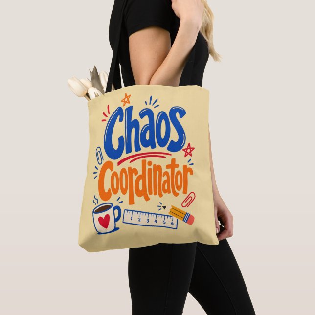 Chaos Coordinator Teacher Back to School Design Tote Bag (Close Up)