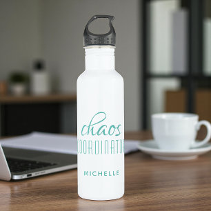 Chaos Coordinator Turquoise Typography Custom Name 710 Ml Water Bottle