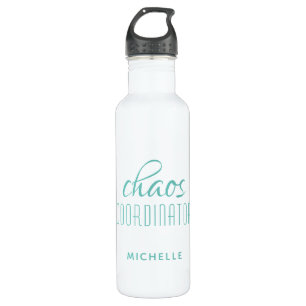 Chaos Coordinator Turquoise Typography Custom Name 710 Ml Water Bottle