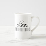 Chaos Coordinator Typographic Text Bone China Mug<br><div class="desc">A simple design of "chaos coordinator" in a fun black typographic text. Perfect for that busy mum,  teacher,  sports team manager or work boss.</div>