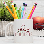 Chaos Coordinator Typographic Text Coffee Mug<br><div class="desc">A simple design of "chaos coordinator" in a fun burgundy typographic text. Perfect for that busy mum,  dad,  coach,  teacher,  sports team manager or work boss #coffee #coffeemugs #mugs #coffeelove #coffeelover #gift #gifts #giftsforher #girlboss #momboss #momlife #dadlife #coach</div>